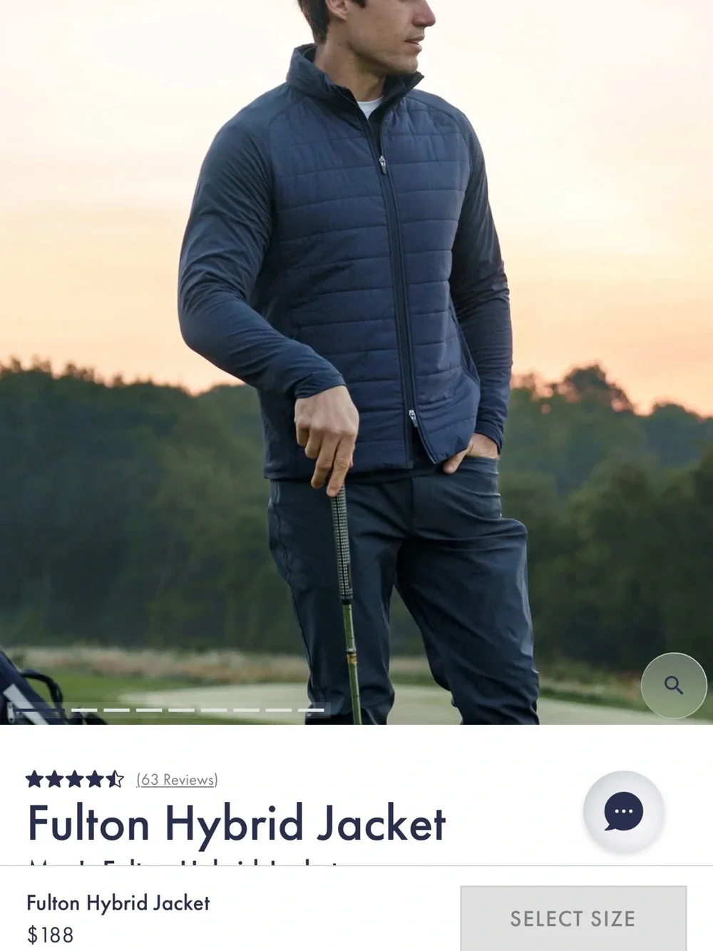 Rhoback Fulton Hybrid Jacket Men’s L Navy Golf Performance